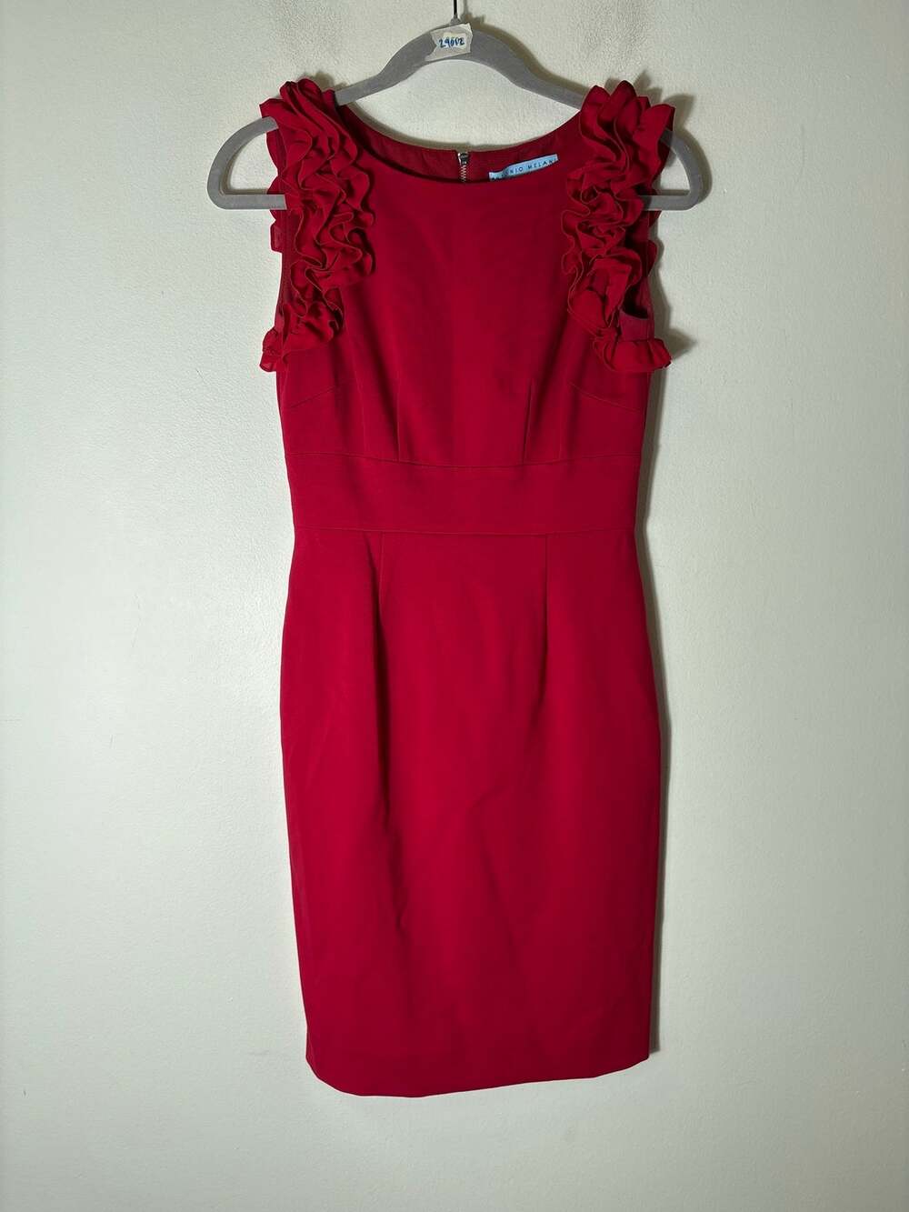 Antonio Melani Classic Red Sleeveless Ruffle Midi Sheath Sz 0